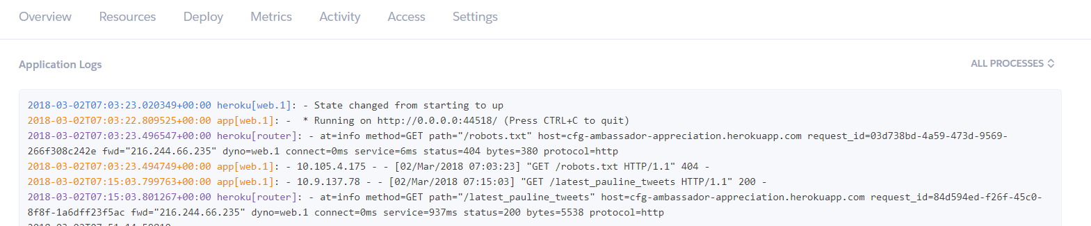 Error logs